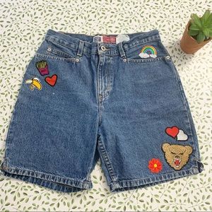 Upcycled high waisted denim mom jean shorts